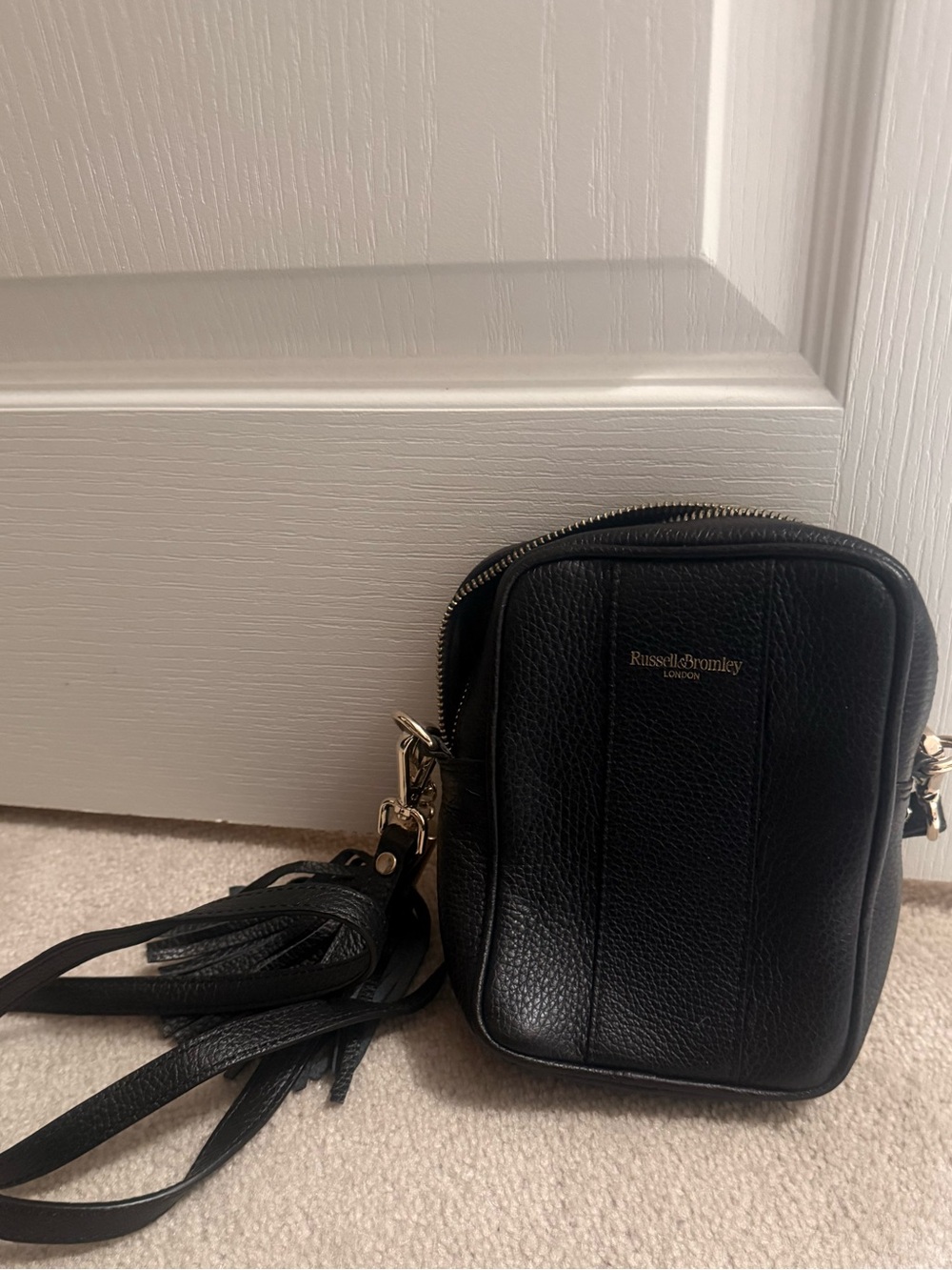 Russell & Bromley Black Pebbled Leather Crossbody Bag
